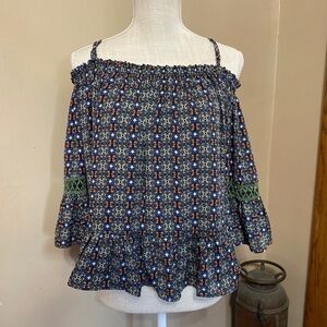 TAKARA tunic bohemian gypsy top blouse shirt sz M